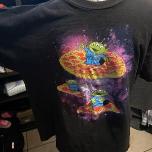 Toy Story Alien pizza T Shirt Mens Large Black Short Sleeve Crewneck Official